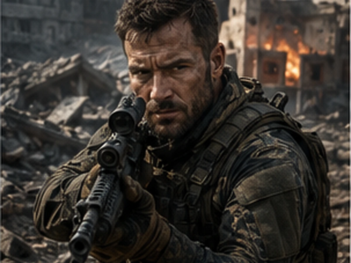 Unofficial editorial illustration of Reed Beckham aiming a rifle during an urban Variant mission