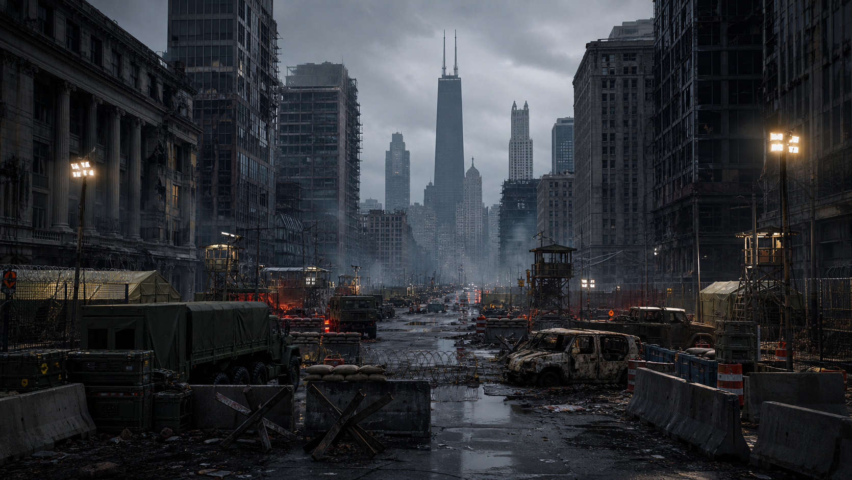 Interpretive rendering of Chicago based on Extinction Cycle story context