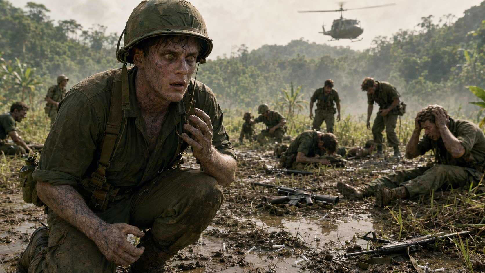 Trevor Brett showing the first signs of transformation among stricken soldiers during Operation Burn Bright