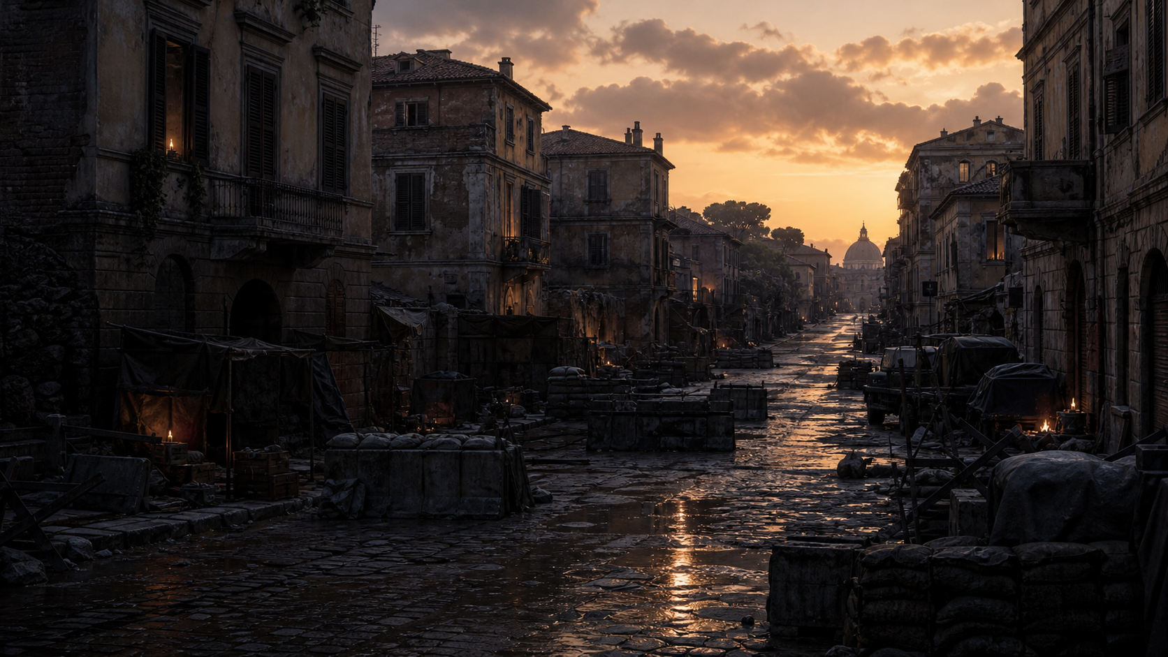 Interpretive rendering of Rome based on Extinction Cycle story context