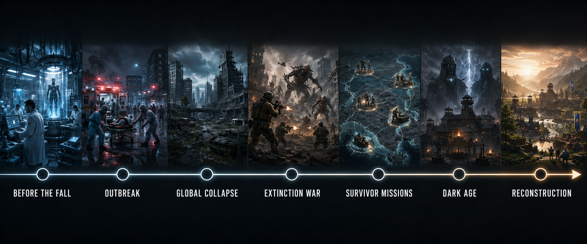 Visual Extinction Cycle chronology from outbreak through Dark Age and reconstruction